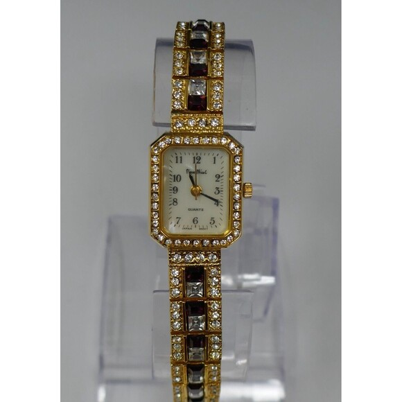 Pierre Nicol Gold Tone Sparkly Rhinestone Quartz Watch NEW BATTERY - Picture 1 of 16